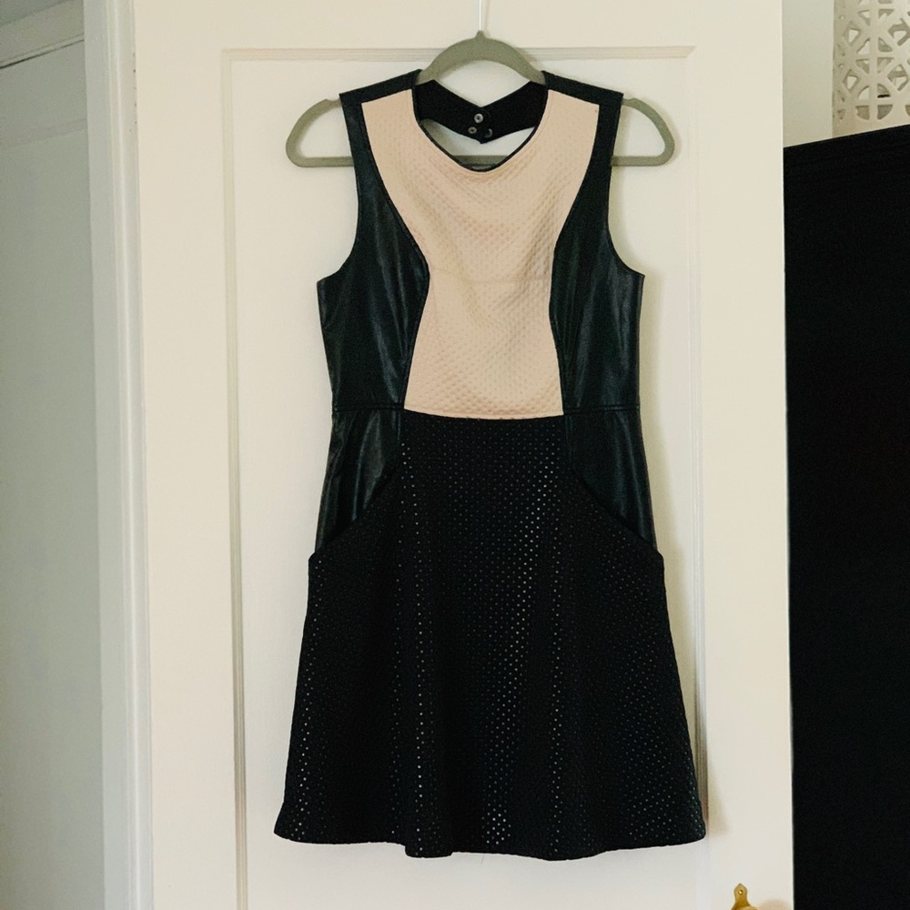 Textured Leather Cocktail Dress